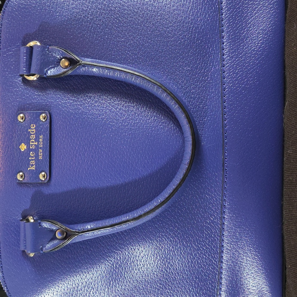 KATE SPADE NEW Royal Blue Pebbled Leather Wellesley Rachelle Satchel Purse - Picture 2 of 14
